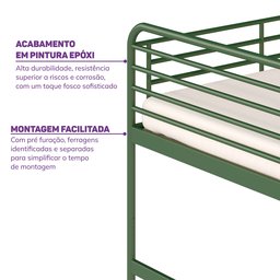 Cama Alta em Ferro Aço Carbono Tubular Teko Casatema - 6