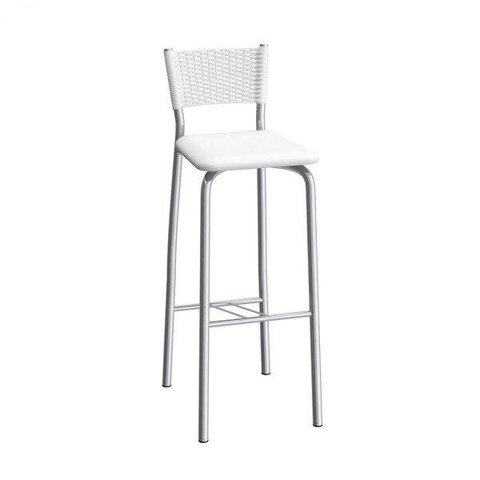Banqueta Alta com Encosto Gênova Branco