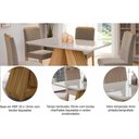 Ver imagem 4 de Conjunto: Mesa Sala Jantar Ágata Tampo Madeirado C/ Vidro 130x80cm e 4 Cadeiras Paola Cinamomo/off