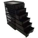 Ver imagem 1 de Gaveteiro 6 Gavetas Plástico Preto Organizador Multiuso