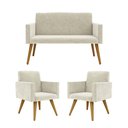 Ver imagem 1 de Kit Namoradeira + 2 Poltronas Decorativas Recepção Balaqui Cor:bege