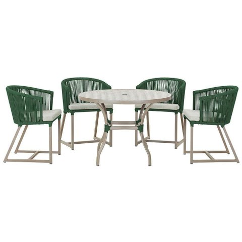 Mesa com 4 Cadeiras e Noronha Estofado 3 Trama Original Verde
