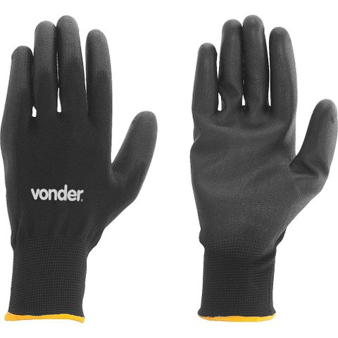 Luva poliéster helanca g preto palma pu ca30909 - Vonder