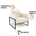 Ver imagem 7 de Kit 2 Poltronas Base Industrial Alta Preto Marisa Veludo Bege D03 - D\'rossi