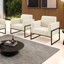 Ver imagem 4 de Kit 2 Poltronas Base Industrial Alta Preto Marisa Veludo Bege D03 - D\'rossi