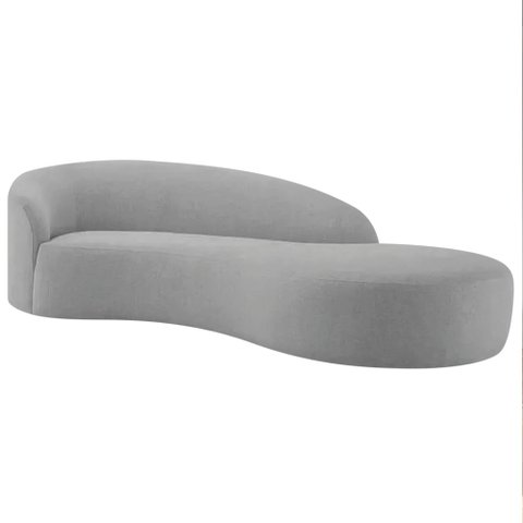 Divã Recamier Orgânico França 180cm Lado Direito Linho Cinza Claro - Amarena Moveis