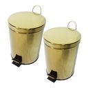 Ver imagem 1 de Kit 2 Lixeiras Dourada Aço Inox para Banheiro com Pedal 3l Fineza