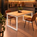 Ver imagem 2 de Mesa de Jantar Reforçada Industrial 150x90cm Tampo Bege Pés Branco
