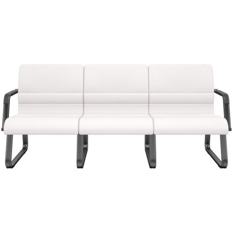 Cadeira Longarina 3 Lugares Recepção com Braço Pés Preto Lev P03 Vinil Branco - Lyam Decor