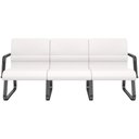 Ver imagem 1 de Cadeira Longarina 3 Lugares Recepção com Braço Pés Preto Lev P03 Vinil Branco - Lyam Decor