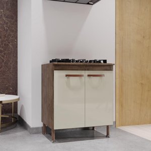 Balcão Modulado com Tampo Fidelitá Lisboa 70cm 2 Portas Noce/off-white