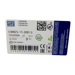 Contator Tripolar Weg Cwb25 25a 110vca 1na+1nf - 5