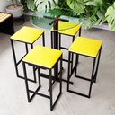 Ver imagem 1 de Conjunto Mesa Alta Bar Bistrô Redonda Vidro 4 Bancos Estofado Don Castro Decor