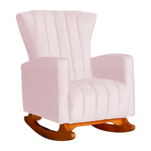 Poltrona Decorativa Melinda Balanço Vovo Suede Rosa Bebê- Fm