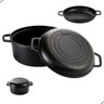 Caçarola Duo com Tampa Frigideira de Ferro Fundido -2 em 1 Preto - 1