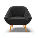 Ver imagem 3 de Kit 2 Poltronas Giovana Suede Preto Pés Palito Castanho - D'Rossi