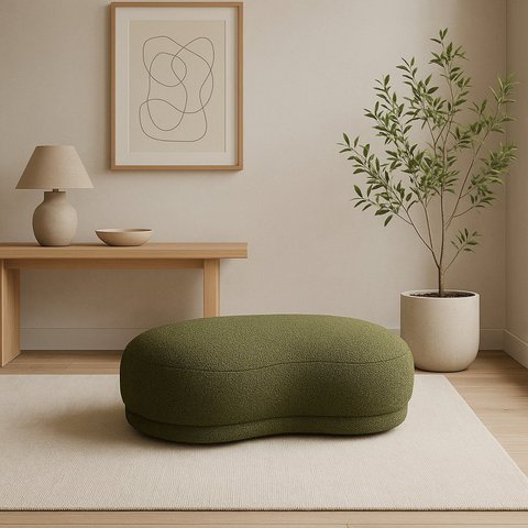 Puff Orgânico para Sala de Estar Bouclê Judi