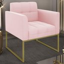Ver imagem 7 de Poltrona Decorativa Base Industrial Dourado Ana Suede Rosa Bebê