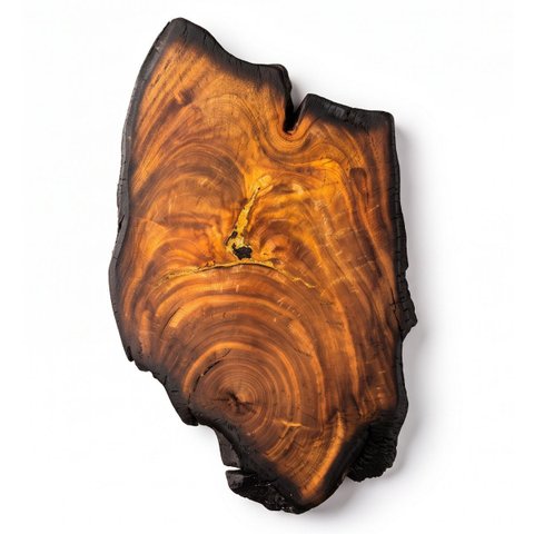 Tábua de Corte Orgânica Shou Sugi Ban Premium Luxo Artesanal:62x40x7cm