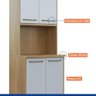 Torre Quente Balcão Armário Multiuso Cozinha 4 Portas 3 Prateleiras MDP Marrom Madeira Off White - 7