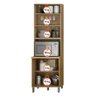Torre Quente Balcão Armário Multiuso Cozinha 4 Portas 3 Prateleiras MDP Marrom Madeira Off White - 2