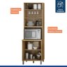 Torre Quente Balcão Armário Multiuso Cozinha 4 Portas 3 Prateleiras MDP Marrom Madeira Off White - 5
