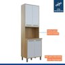 Torre Quente Balcão Armário Multiuso Cozinha 4 Portas 3 Prateleiras MDP Marrom Madeira Off White - 6
