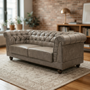 Ver imagem 3 de Sofá Chesterfield 3 Lugares 274cm Courino Premium Retrô Luxo Capitóné Sala Estar Recepção Escritório