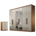 Ver imagem 1 de Guarda Roupa Casal Linea com Espelho e Gaveteiro Suiça Cumaru 25 Fendi - Novo Horizonte
