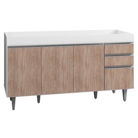 Balcão Pia 150cm 4 Portas 2 Gavetas Branco/castanho