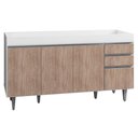 Ver imagem 1 de Balcão Pia 150cm 4 Portas 2 Gavetas Branco/castanho
