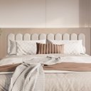 Ver imagem 1 de Cabeceira King Size Design Nuvem 45cm 10 Placas em Suede:branco