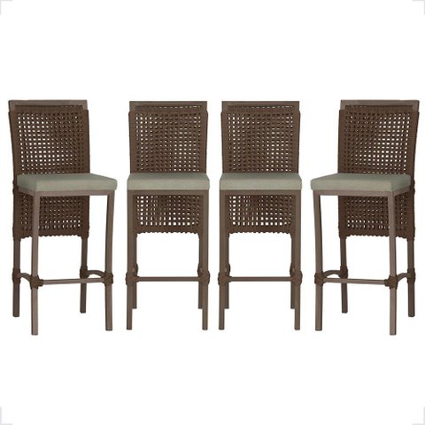 4 Banqueta em Alumínio Roma Marrom Corda Náutica Tecido 8