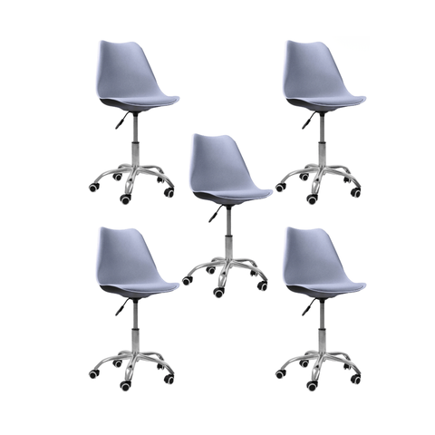 Cadeira Office Base Cromada Oficial com Rodízio Giratória Saarinen - Cinza - 5