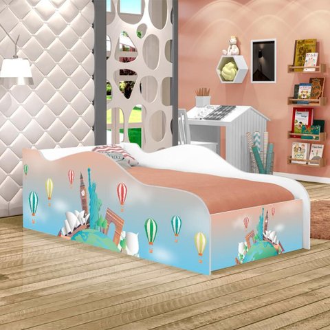 Cama Fun Volta Ao Mundo Solteiro com Colchão