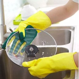 Luva Com Esponja Abrasiva Acoplada Lavar Louças Kit 3 Unid - 2