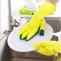 Luva Com Esponja Abrasiva Acoplada Lavar Louças Kit 3 Unid - 3