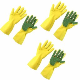 Luva Com Esponja Abrasiva Acoplada Lavar Louças Kit 3 Unid - 1