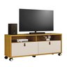 Rack Pequim P/ Tv até 55 Polegadas C/ Rodinhas e 2 Gavetas:naturale/off White - 1