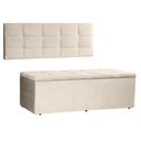 Ver imagem 1 de Kit Painel e Calçadeira Baú Queen 1,60m Roma Suede Bege - Pallazio