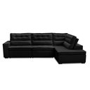 Ver imagem 1 de Sofá de Canto Retrátil e Reclinável com Molas 3,00x2,00 Marília Suede Preto Rover & Beato