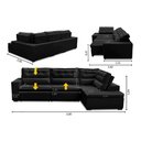Ver imagem 5 de Sofá de Canto Retrátil e Reclinável com Molas 3,00x2,00 Marília Suede Preto Rover & Beato
