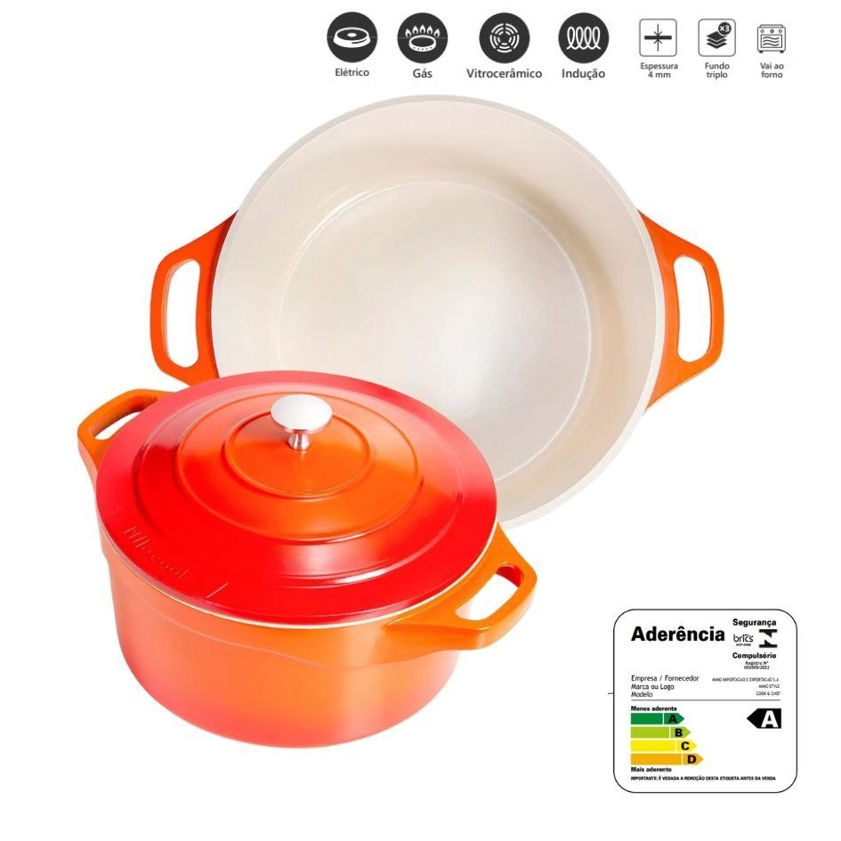 Caçarola Cook&amp;chef Laranja Cerâmica Indução 20cm Mimo Style Cook Chef - 2