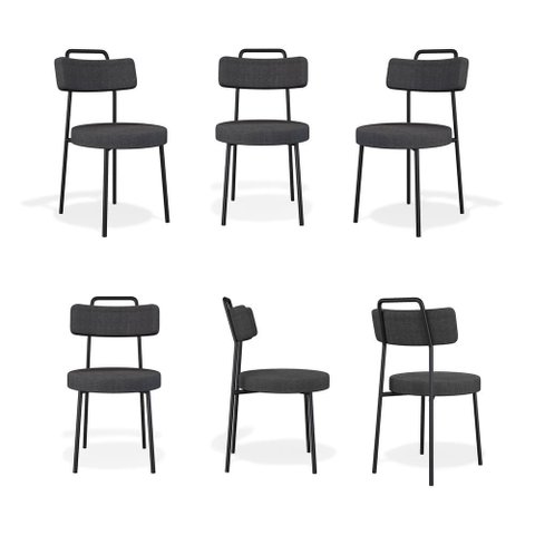 Kit 6 Cadeiras Ster Sala de Jantar com Acabamento em Linho Grafite - Belliv Decor