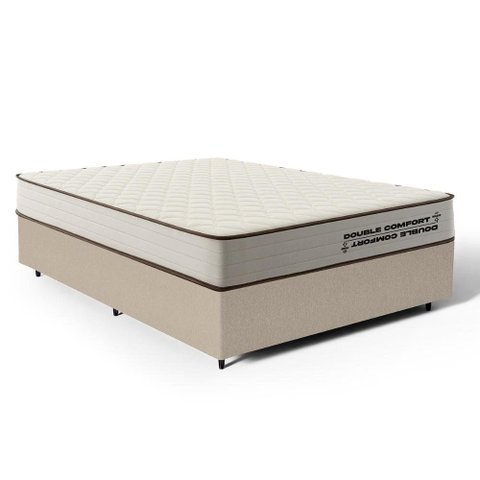 Cama Box Casal com Colchão de Espuma D45 Double Comfort 138x188x59cm