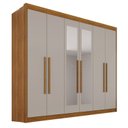 Ver imagem 3 de Guarda Roupa Casal com Espelho 6 Portas 6 Gavetas 100% MDF Itália Plus Off White/Cinamomo