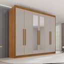 Ver imagem 1 de Guarda Roupa Casal com Espelho 6 Portas 6 Gavetas 100% MDF Itália Plus Off White/Cinamomo
