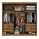 Ver imagem 2 de Guarda Roupa Casal com Espelho 6 Portas 6 Gavetas 100% MDF Itália Plus Off White/Cinamomo