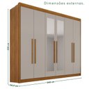 Ver imagem 4 de Guarda Roupa Casal com Espelho 6 Portas 6 Gavetas 100% MDF Itália Plus Off White/Cinamomo