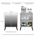 Ver imagem 4 de Aparador Buffet 2 portas com Espelho Retrô Vegas Multimóveis V3613 Branco/Preto